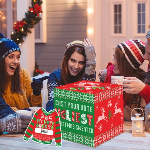 Ugly Christmas Sweater Wettbewerb Wahlstation Und Stimmzettel Papier Party Spiel Feiertagsfeier Dekorationen