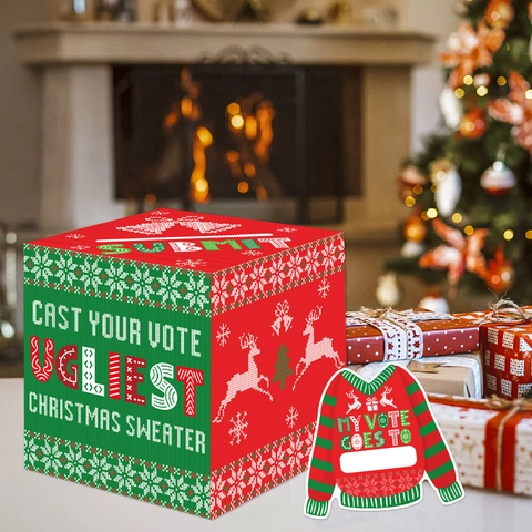 Ugly Christmas Sweater Wettbewerb Wahlstation Und Stimmzettel Papier Party Spiel Feiertagsfeier Dekorationen