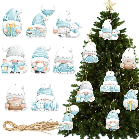 Weihnachts Winter Party Hänger Nordische Gnome Papier Ornamente Für Feiertag Geburtstag Deko Blau Weiß DIY