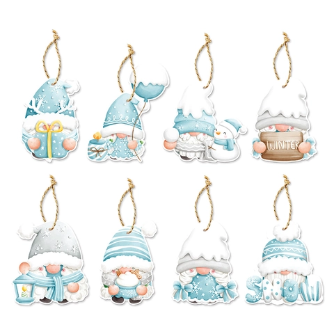 Weihnachts Winter Party Hänger Nordische Gnome Papier Ornamente Für Feiertag Geburtstag Deko Blau Weiß DIY