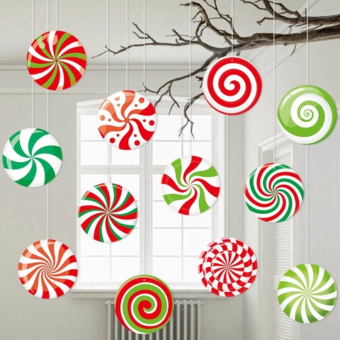 Weihnachten Süßigkeiten Hängende Ornamente Wirbel Lutscher Papier Dekorationen Für Decke Winter Geburtstag Party Deko