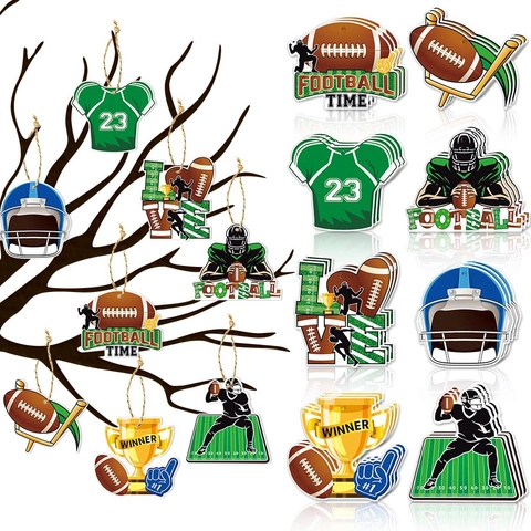 Etichette Appese Tema Rugby Football Decorazione Carta Ornamenti Celebrazione Fan Sport Stile Casco Maglia Trofeo