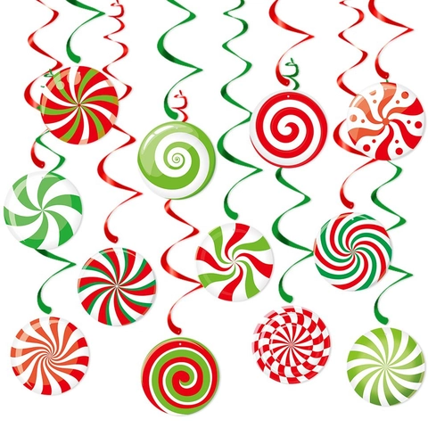 Spirali Appese Di Caramelle Di Natale Decorazioni In Carta Cartone PVC Per Soffitto Di Feste Di Capodanno E Compleanno