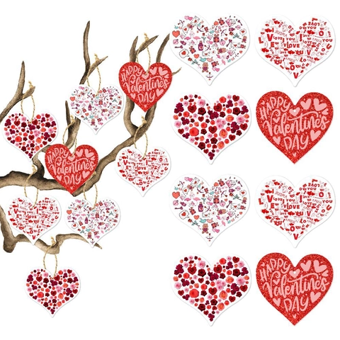Ornamenti Appesi Cuore San Valentino Decorazioni Romantiche Carta Etichette Regalo Con Spago Matrimonio Fidanzamento Casa