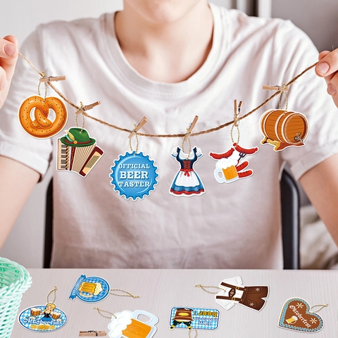 Ornamenti Appesi Oktoberfest Carta Di Cartoncino A Doppia Faccia Decorazioni Per Feste Del Festival Della Birra Di Monaco Pretzel