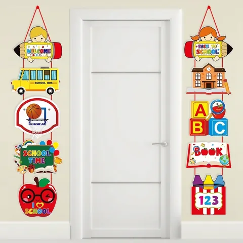 Decorazioni Appese Per Porta Ritorno A Scuola In Cartone Cartone Animato Banner Benvenuto Per Festa In Classe