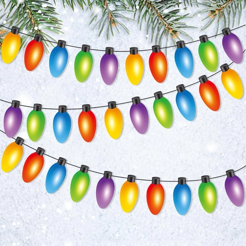 Ghirlanda Di Carta Lampadina Di Natale Bandiera Colorata Cartone Per Decorazione Festa Casa Camino Soffitto Parete Accessorio