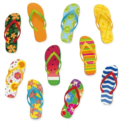 Sommer Flip Flop Ausschnitte Aus Karton Wandaufkleber Hawaii Tropische Party Dekorationen Für Pool Strand Thema Geburtstag Bunt