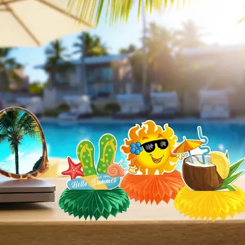 Hawaii Party Tafeldecoraties Honingraat Papier Zomer Strand Tropisch Thema Flamingo Luau Decor