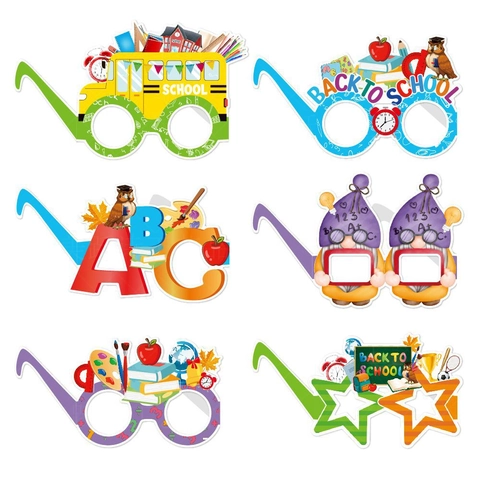 Occhiali di Carta Ritorno a Scuola Decorazione per Feste Scuolabus Gufo Libri Accessori Fotografici Celebrazione in Classe per Bambini Studenti