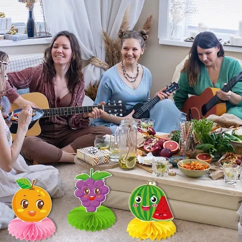 Frucht Waben Tafelaufsatz Sommer Geburtstag Party Dekoration Tischdeko 3D Cartoon Wassermelone Ananas Papier Dekor