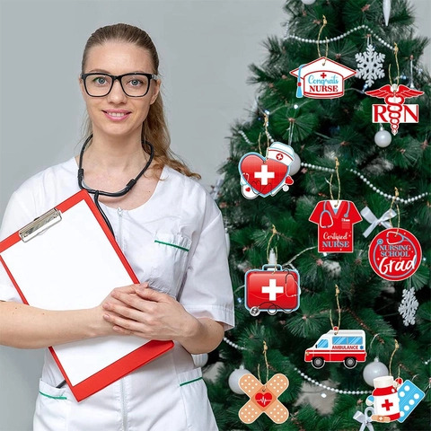 Decorazioni per Festa di Laurea in Infermieristica Cartellini Appesi Giornata Infermiere Targhette di Carta Scuola Medica Ospedale