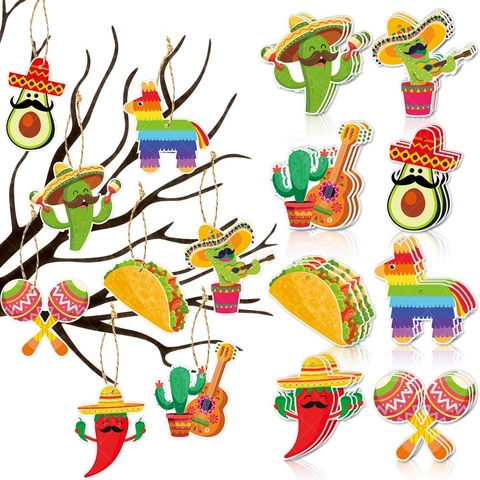 Mexikanische Fiesta Party Hängedekoration Papieranhänger Buntes Thema Dekor Mit Hanfseil Für Geburtstagsfeier