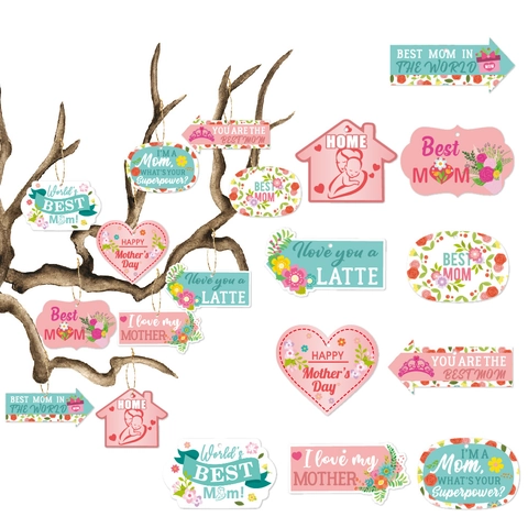 Decorazioni Appese Festa Della Mamma Fiori Cuore Etichette Cartone Corde Juta Ornamenti Regalo Mamma Decor