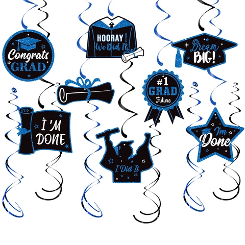 Decorazioni Per Feste Di Laurea Spirali Ornamenti Appesi Carta PVC Tema Congratulazioni Decorazioni Per Soffitto