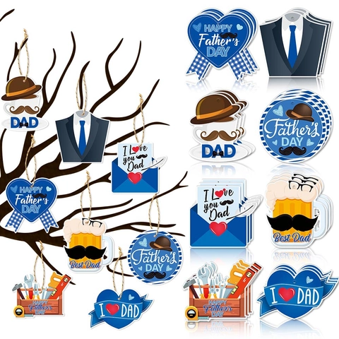 Etichette Decorative Appese Per La Festa Del Papà Cartone Fronte Retro Con Corda Di Canapa Per Celebrazione Festa Tema Best Dad