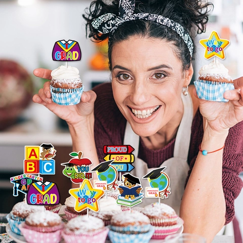 Decorazioni Per Torta Diplomino Materna Plettri In Cartoncino Colorato Addobbi Festa Scolastica Gufo Mela Forme ABC