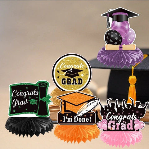 Graduation Party Honeycomb Centerpiece Table Decor Congrats Grad Celebration Ornament Paper Desktop Decoration