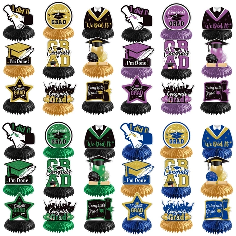 Graduation Party Honeycomb Centerpiece Table Decor Congrats Grad Celebration Ornament Paper Desktop Decoration