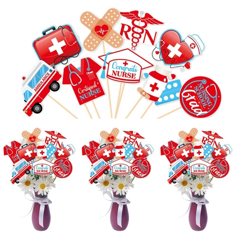 Krankenschwester Abschlussfeier Party Deko Requisiten Vaseneinsätze Papier Karton Medizinisch RN Glückwunsch Thema Krankenpflegeschule