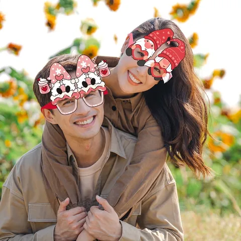Occhiali Di Carta Decorativi Per Festa Di San Valentino Tema Gnomo Cuore Accessori Per Cabina Fotografica