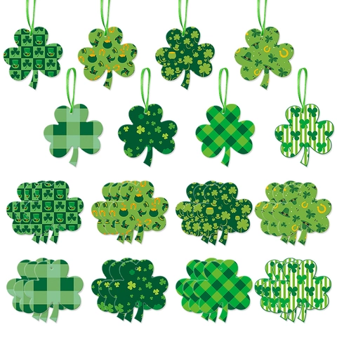 Decorazioni Appese Trifoglio Giorno Di San Patrizio Carta Cartoncino Doppio Lato Verde Festival Irlandese Festa Casa Arredo Festivo