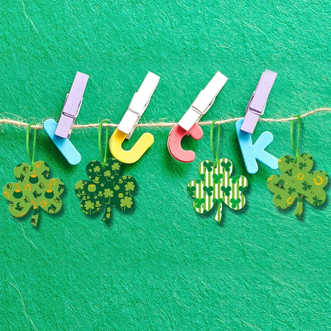 Decorazioni Appese Trifoglio Giorno Di San Patrizio Carta Cartoncino Doppio Lato Verde Festival Irlandese Festa Casa Arredo Festivo