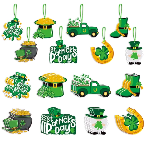 St Patricks Day Hanging Decorations Paper Shamrocks Gnomes Gold Coin Pot Lucky Party Ornaments Green