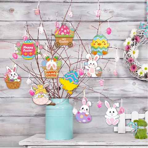 Buona Pasqua Ornamenti Appesi Coniglio Pulcino Gnomi Carta Cartone Colorato Decorazioni Per Feste Carnevale Casa