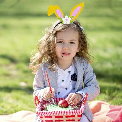 Easter Headbands Glitter Paper Plastic Bunny Ears Egg Chick Carrot Festive Party Decoration Kids Photo Props