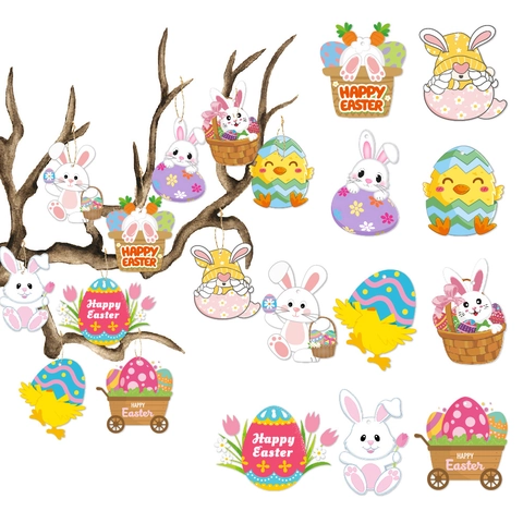 Buona Pasqua Ornamenti Appesi Coniglio Pulcino Gnomi Carta Cartone Colorato Decorazioni Per Feste Carnevale Casa