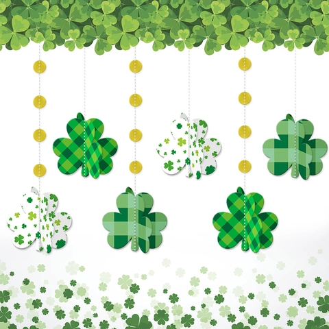 Decorazioni Appese Trifoglio San Patrizio 3D Carta Ghirlanda Trifogli Decorazione Festa Stampa Quadri Verdi
