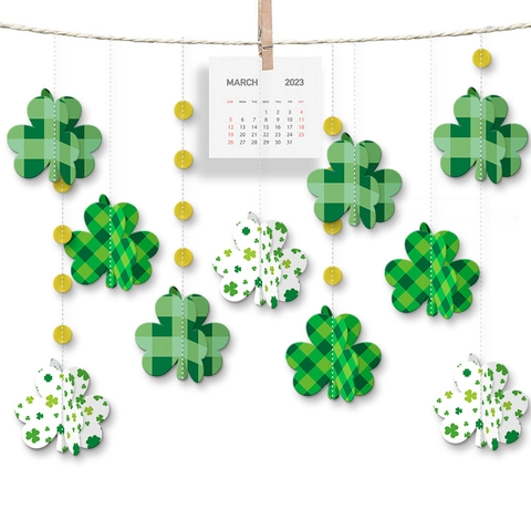 Decorazioni Appese Trifoglio San Patrizio 3D Carta Ghirlanda Trifogli Decorazione Festa Stampa Quadri Verdi