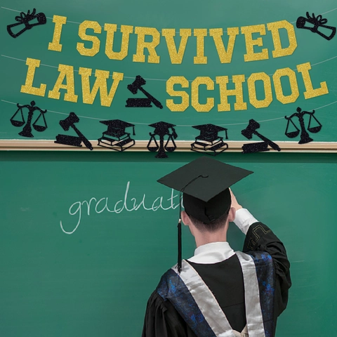 Striscione E Decorazioni Per Torte I Survived Law School Carta Luccicante Decorazione Per Festa Laurea Avvocato