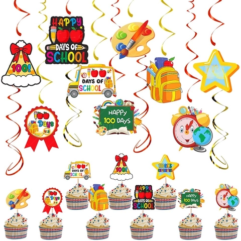 Decorazioni Sospese E Topper Per Cupcake Carta Decorazione Classe Scuola Tema Celebrazione Motivo Autobus E Mela