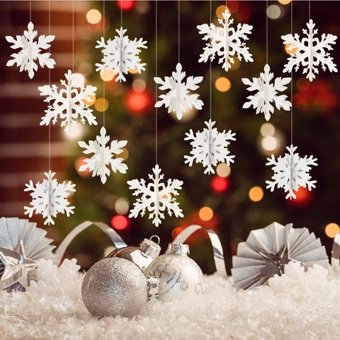 Decorazioni Appese A Fiocco Di Neve 3D Cartone Perla Artificialto Design Cavo Natale Inverno Festa Ornamenti Bianco Novità