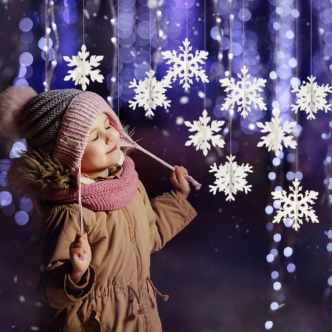 Decorazioni Appese A Fiocco Di Neve 3D Cartone Perla Artificialto Design Cavo Natale Inverno Festa Ornamenti Bianco Novità