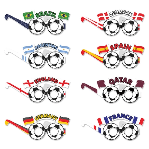 Football Party Glasses Paper Photo Props Soccer Tournament Fan Cheering Supplies National Flag Design Novelty Fun