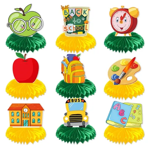 Back To School Honeycomb Centerpieces Paper Table Decorations Classroom Party Supplies Cartoon Stationery Design