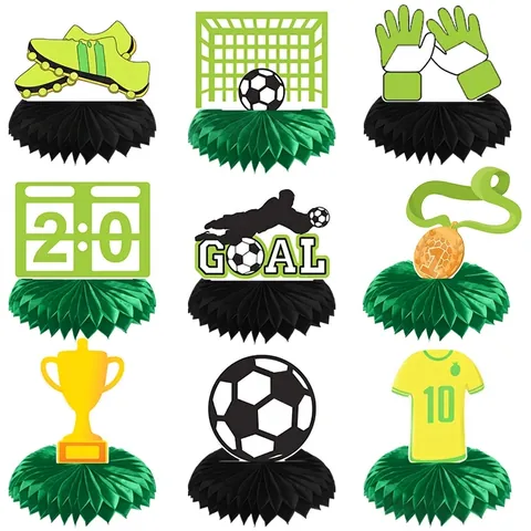 Décorations De Table En Nid D'Abeille Thème Football Papier Pour Fête D'Anniversaire Ornements D'Événement Fans De Sport