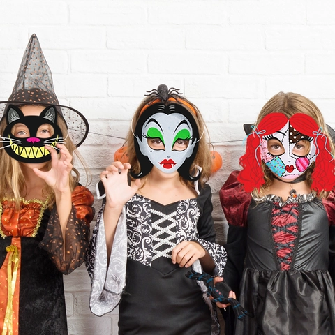 Halloween Horror Theme Paper Masks For Cosplay Party Vampire Clown Zombie Frankenstein Sugar Skull Cartoon Character Masks