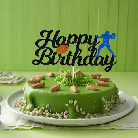 Decorazioni Per Torta Football Americano Carta Glitterata Happy Birthday Tema Sport Silhouette Forniture Per Feste