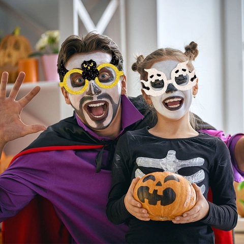 Halloween Brillenrahmen Lustige Neuheit Glitzerpapier Kürbis Spinne Geist Augapfel Party Brillen Für Kinder Erwachsene