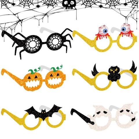 Halloween Brillenrahmen Lustige Neuheit Glitzerpapier Kürbis Spinne Geist Augapfel Party Brillen Für Kinder Erwachsene
