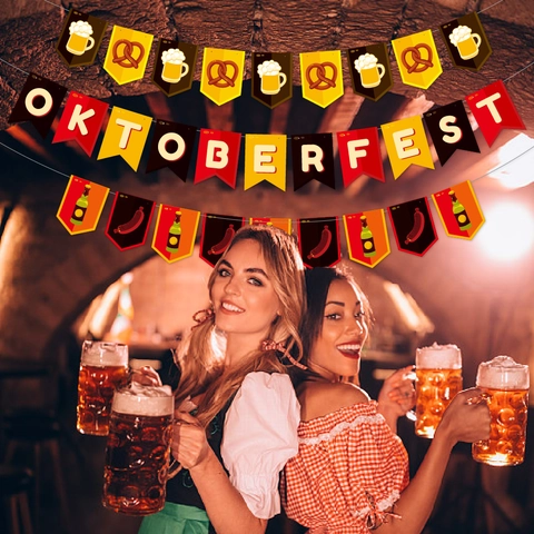 Oktoberfest Party Banner Paper Hanging Garland Beer Festival Decoration Bavarian Bunting Pennant Flag Festive Theme