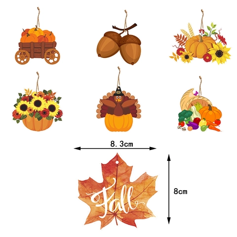 Decorazioni Appese Ringraziamento Cartone Autunno Raccolto Ornamenti Tacchino Zucca Foglia Acero Arredo Festa