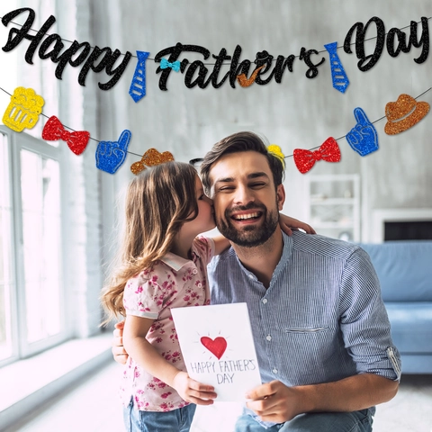 Alles Liebe Zum Vatertag Banner Und Tortendeko Glitzerpapier Party Dekorationen Für Papa Feier Schnurrbart Krawatte
