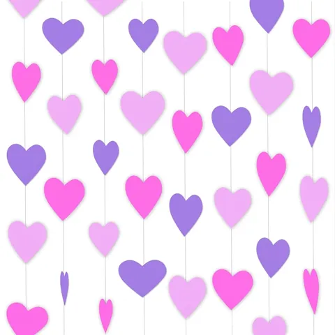 Heart Shape Hanging Garland Glitter Paper String For Valentine Day Wedding Party Room Decor Sparkling Bunting Banner