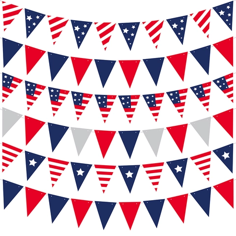 Striscione Ghirlanda in Carta Patriottica con Stelle e Strisce per il Giorno dell'Indipendenza USA Festa del 4 Luglio