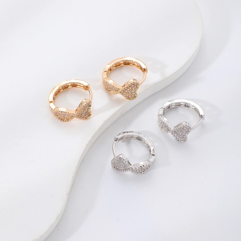Premium Copper Micro-Set Zirconia Geometric Heart Butterfly Hoop Earrings For Women Korean Minimalist Niche Design Jewelry